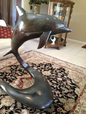 Bronze 4' Dolphin Sculpture - "Delphis"    Size: 4'