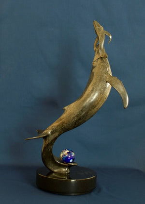 Bronze Whale Sculpture - First Breath   Size - 22" h x 7"w x 10" (Round granite base)