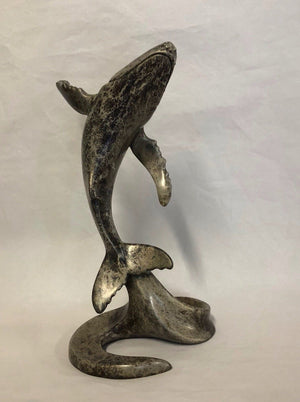 Bronze Whale Sculpture - Joyful Life Series  "Grand Performance" 12" tall