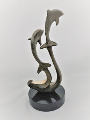 Bronze Dolphin Sculpture - Joyful Life Series "Forever and Ever" 12" tall