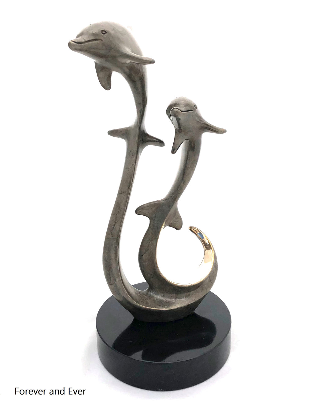 Bronze Dolphin Sculpture - Joyful Life Series "Forever and Ever" 12" tall