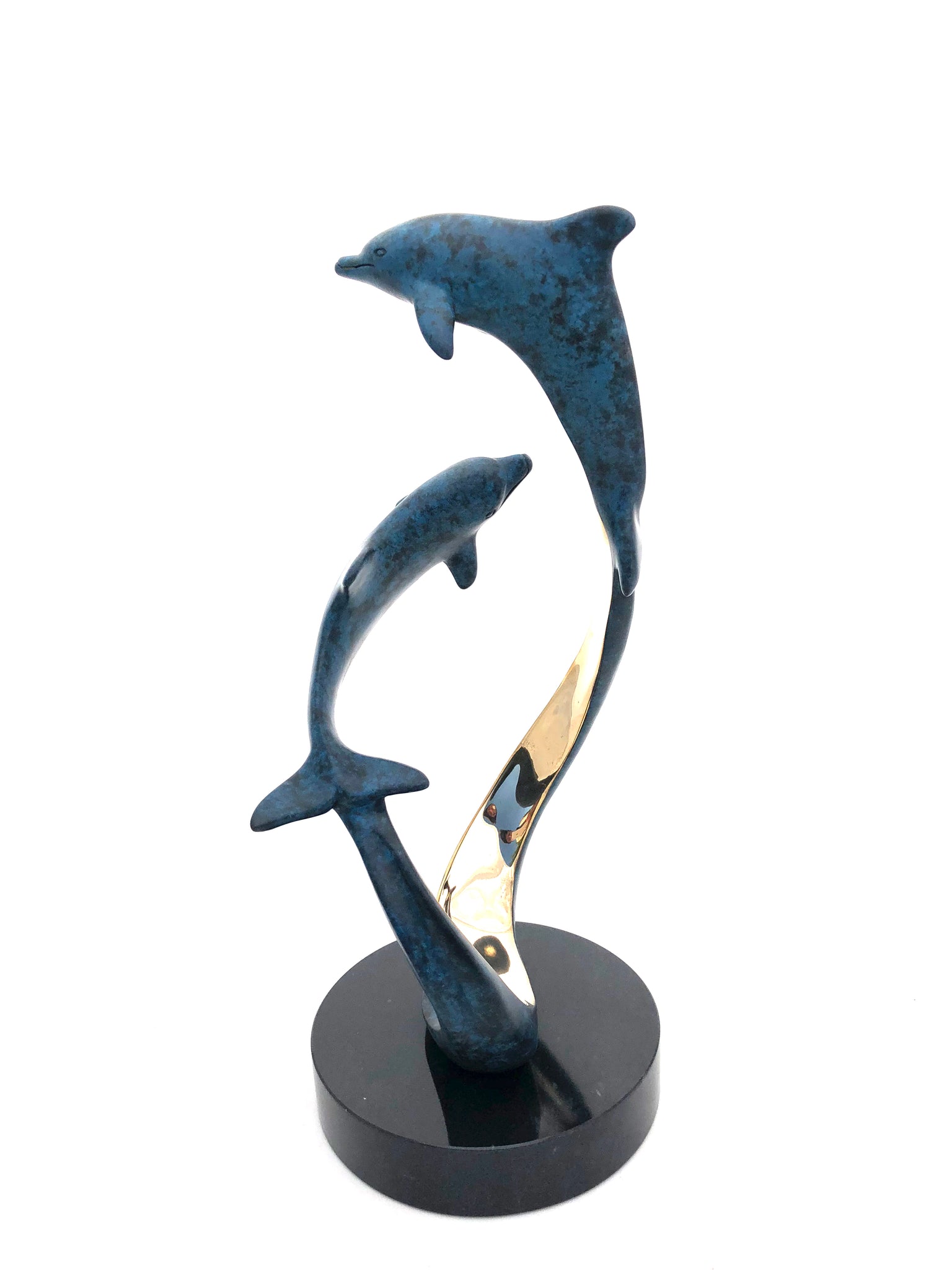 Bronze Dolphin Sculpture - Joyful Life Series  "Sentimental Journey" 12" tall
