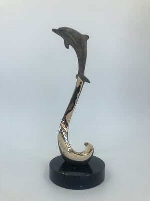 Bronze Dolphin Sculpture - Joyful Life Series "Sky's the Limit" 12" tall